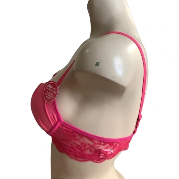 Massam Fuchsia Lace Trim Padded Bra Made in Brazil New with Tags - Picture 2 of 8